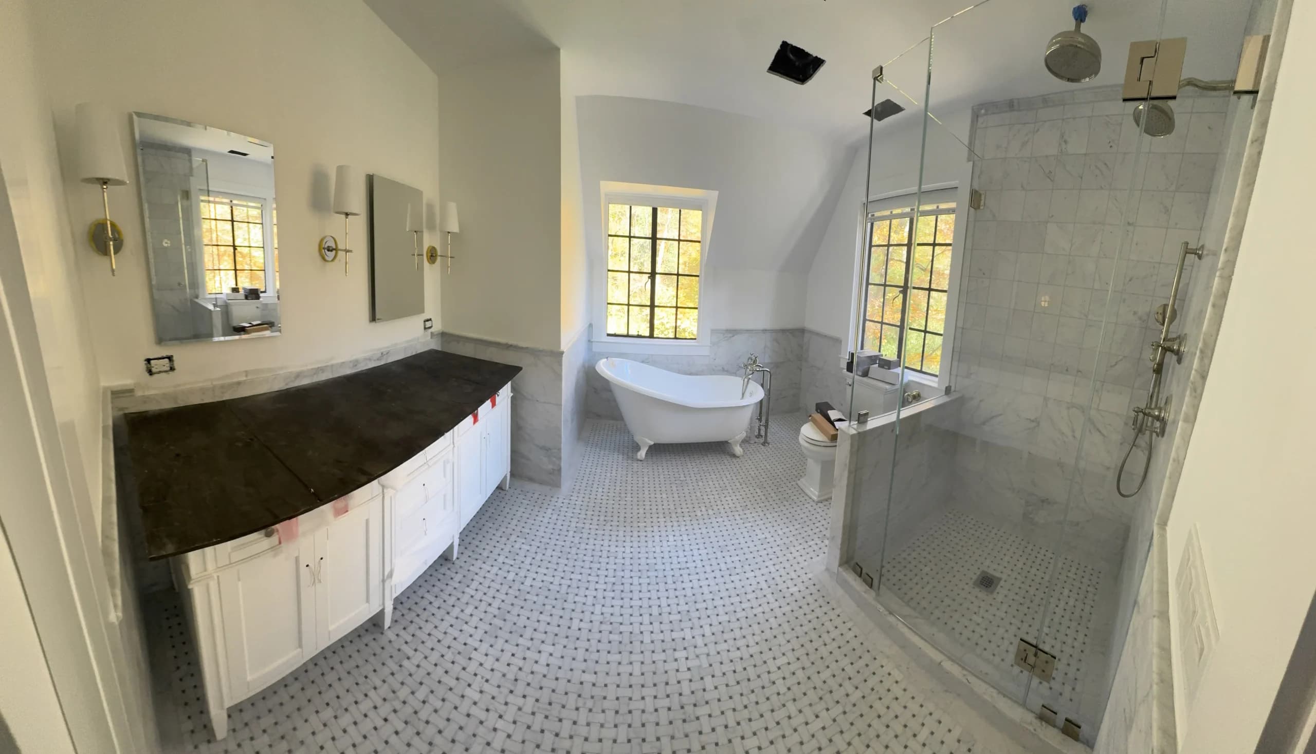 bathroom remodeling Greenwich CT - walk-in shower and tile renovation Greater Homes Solutions LLC